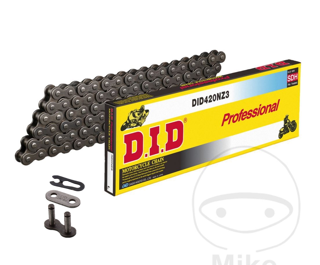 DID NZ3 Motorrad Standard-Kette offen mit Clipschloss 420 Teilung 130 Glieder