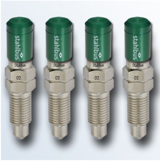 4x stahlbus Schnell-Entlüfterschraube Entlüftungsventil 3/8 Zoll-24UNFx16 + Alukappen Grün