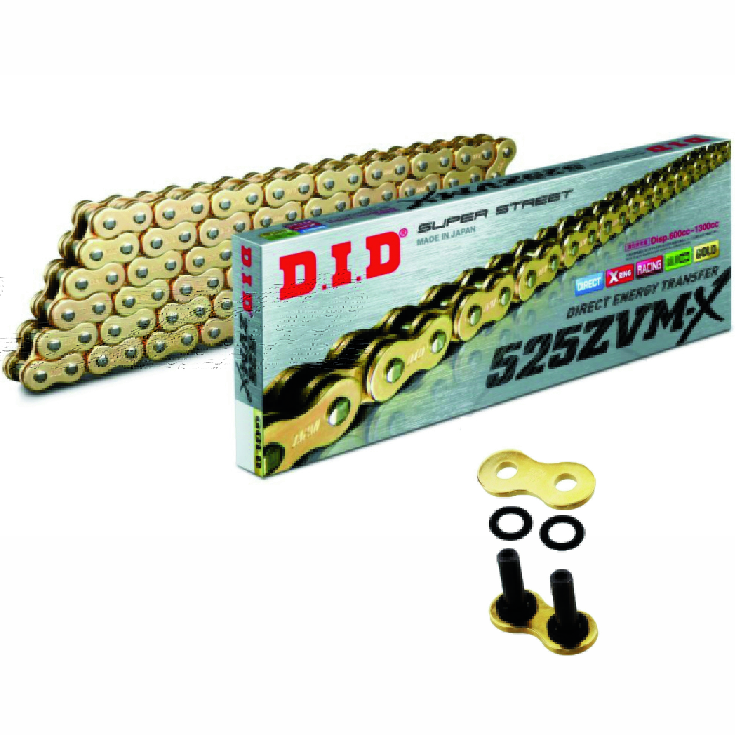 DID ZVMX2 X-Ringkette verstärkt gold 525 Teilung 116 Glieder offen mit Nietschloss