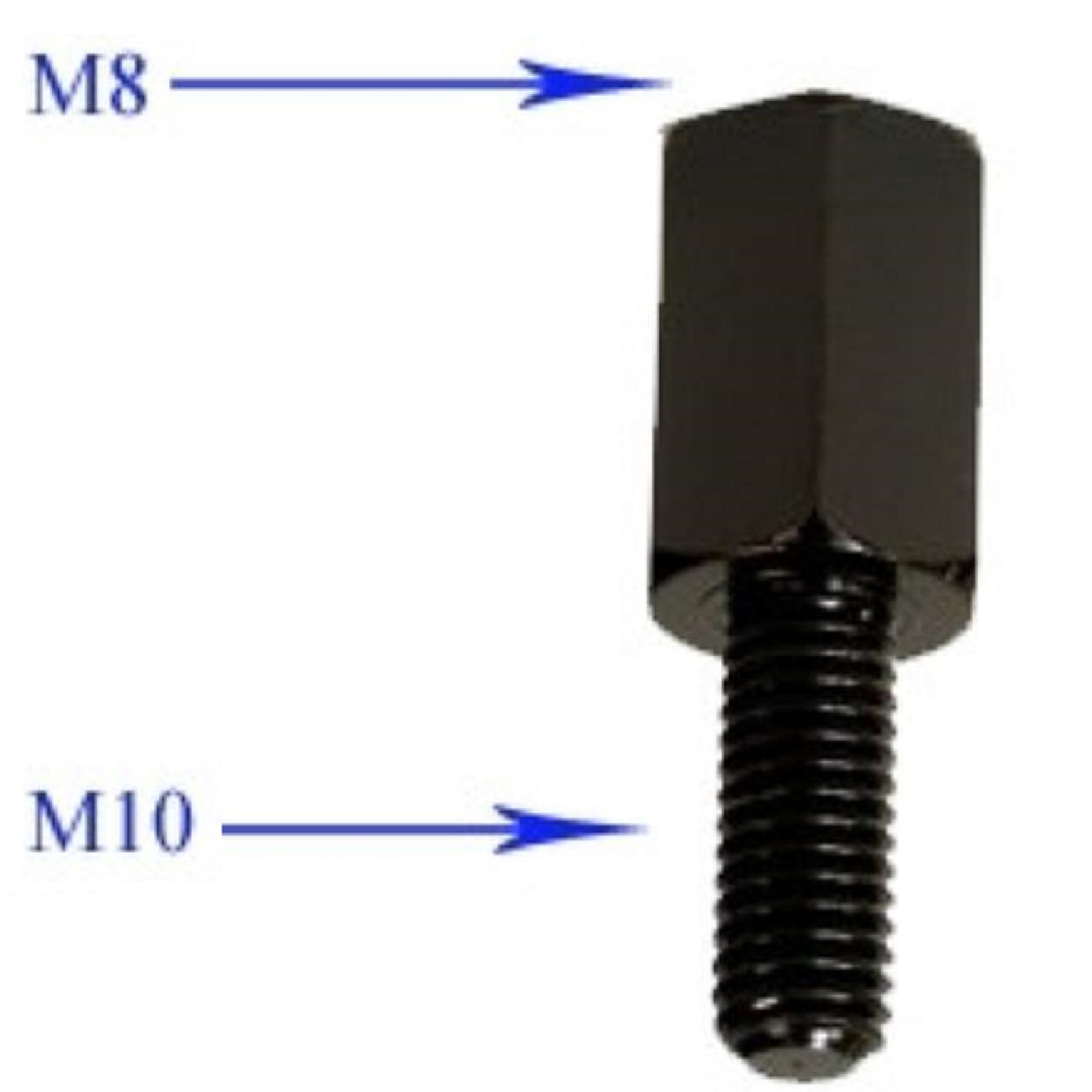 Spiegeladapter M10x1,25 Rechtsgewinde zu M8 Rechtsgewinde schwarz
