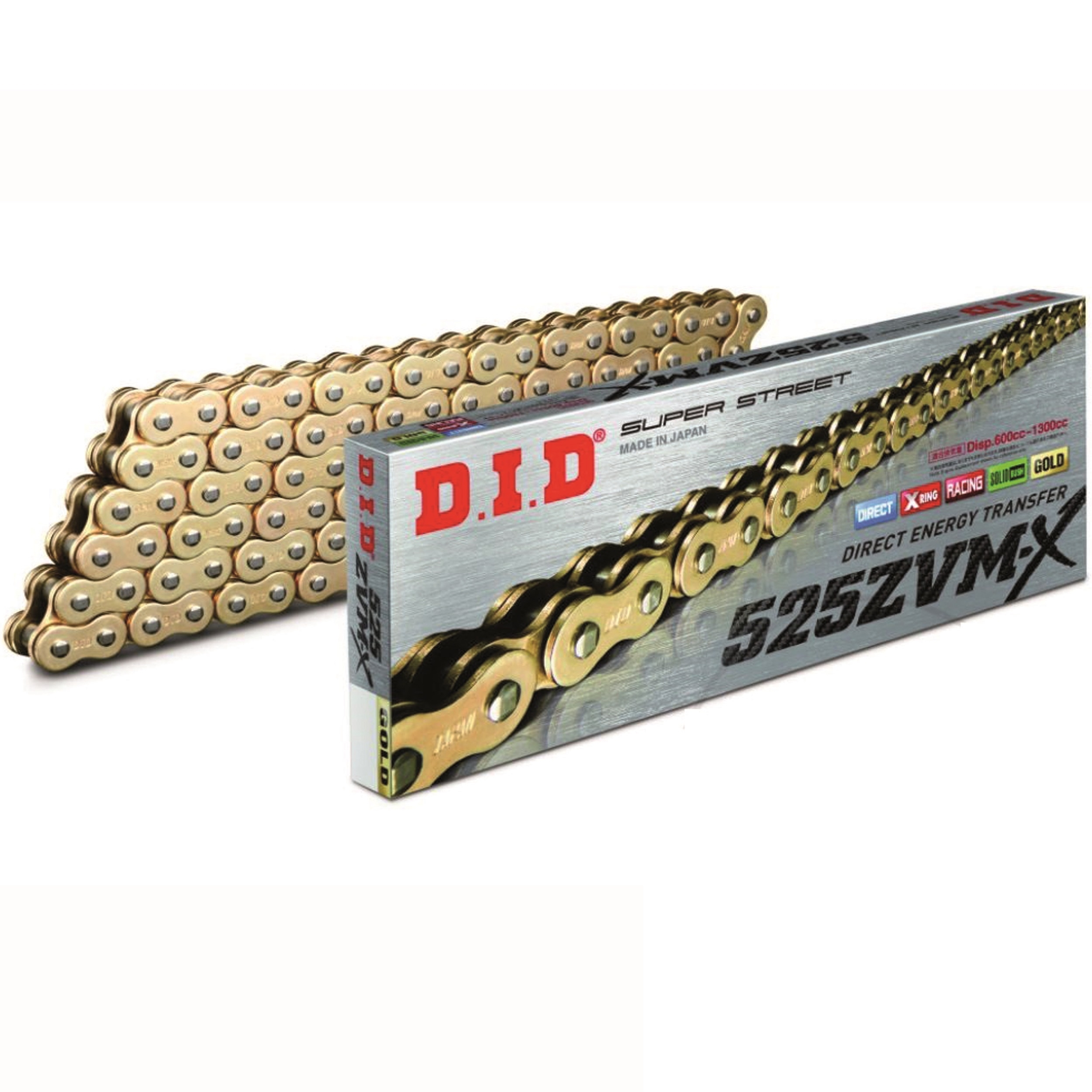 DID ZVMX X-Ringkette verstärkt gold 525 Teilung 114 Glieder offen mit Nietschloss DID525ZVMXGG/114ZB