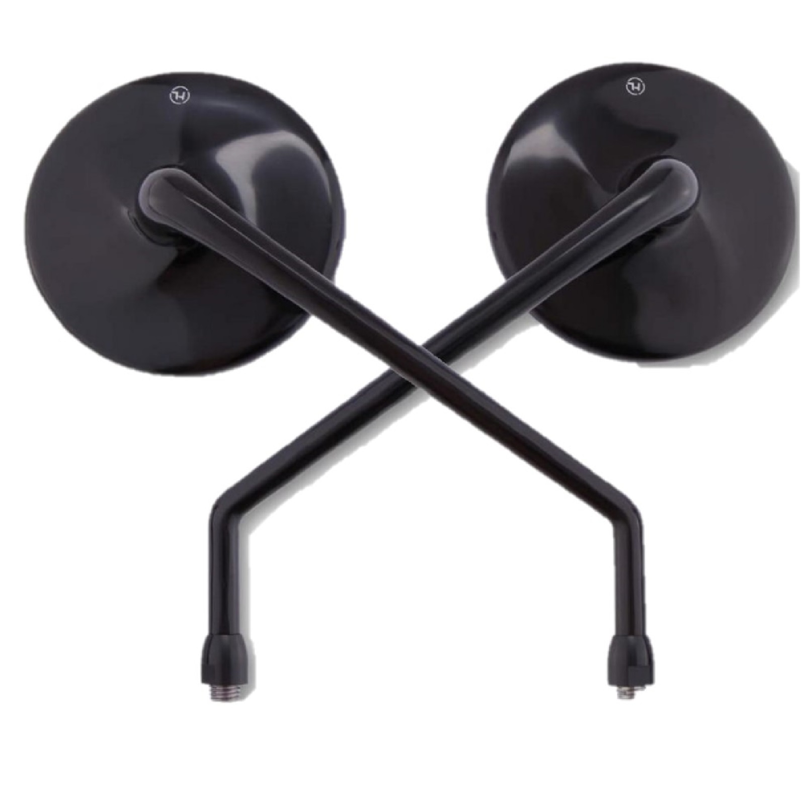 Spiegelpaar universell für viele Fahrzeuge aus Aluminium in schwarz mit M10 Gewinde Beidseitig montierbar