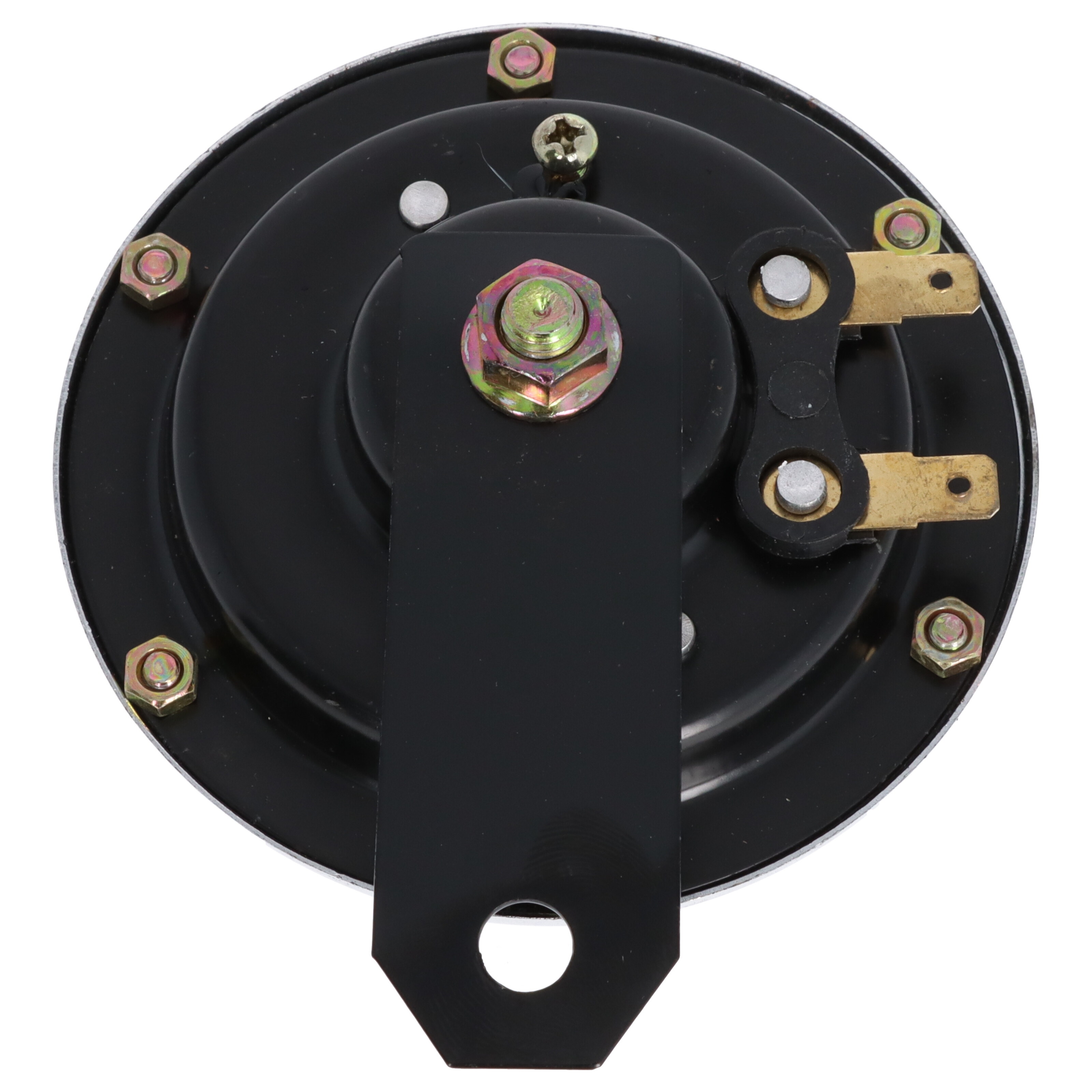 Motorrad Hupe chrom mit rotem Kern, 6 Volt, 100 mm