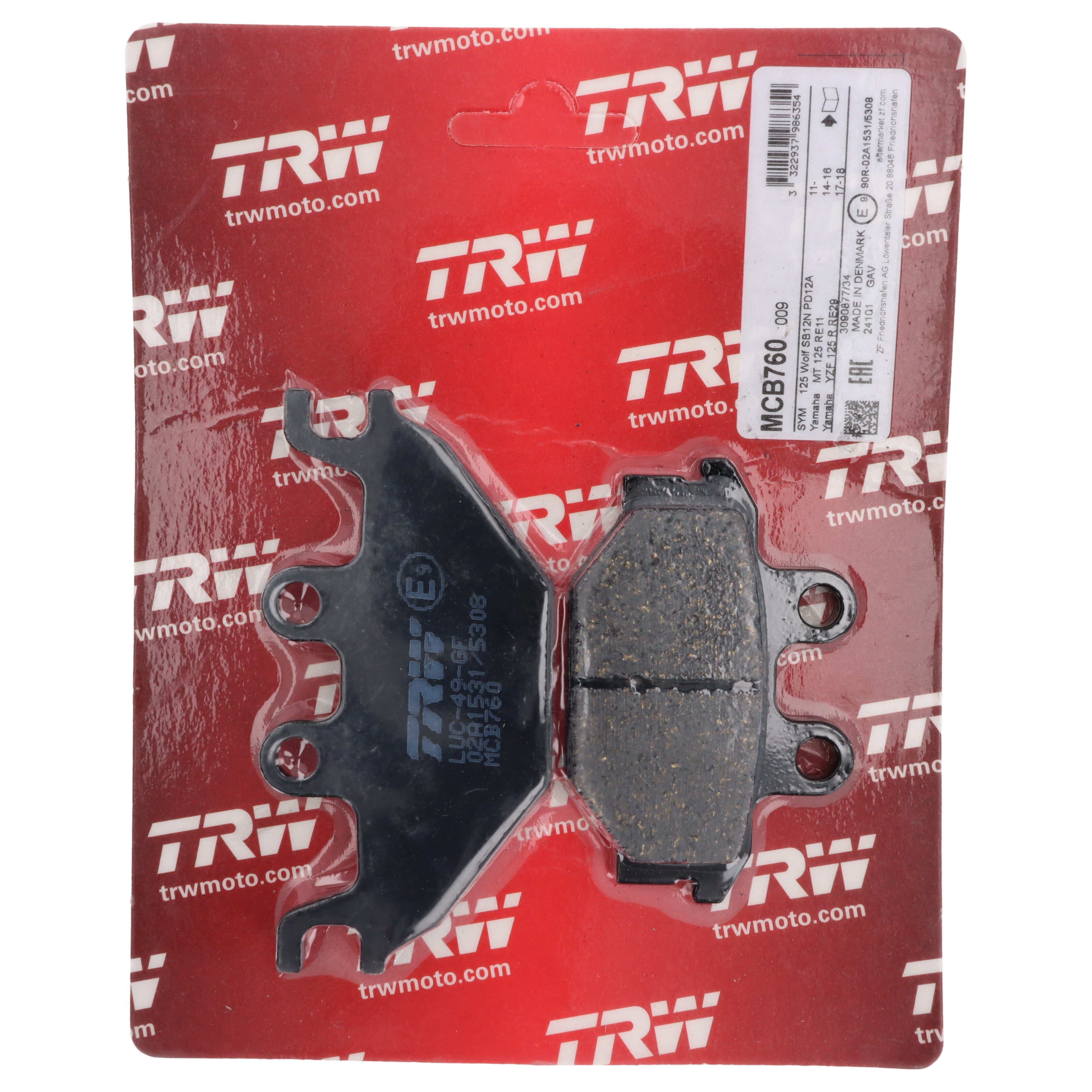 TRW MCB760 Bremsbeläge vorne für Kymco Maxxer MXU UXV Kawasaki KVF SYM Yamaha YZF-R MT