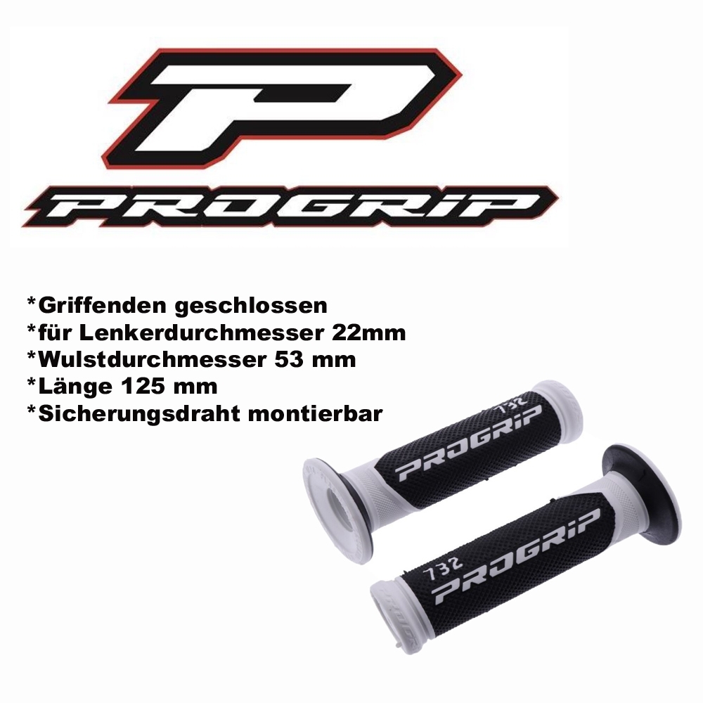 Progrip 732 Griffe Griffgummi Schwarz-Weiß Motorrad Roller Bike Enduro Motocross