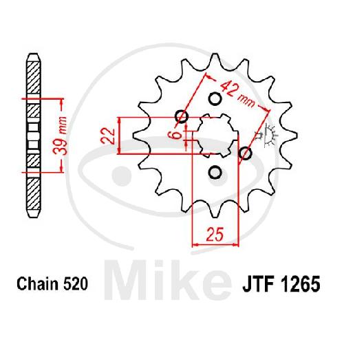 JT Ritzel 16Z Teilung 520 JT Sprockets JTF1265.16